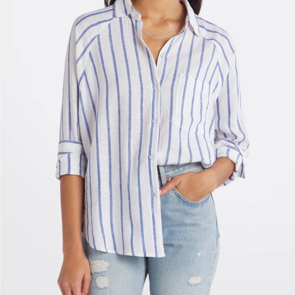 Z Supply Becca Linen Button Down Shirt Size Women’s XS